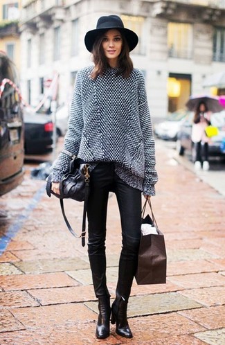 oversized sweater skinny jeans ankle boots large 13708