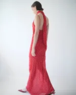 Maxi φόρεμα ντραπέ πουά | Combos Knitwear