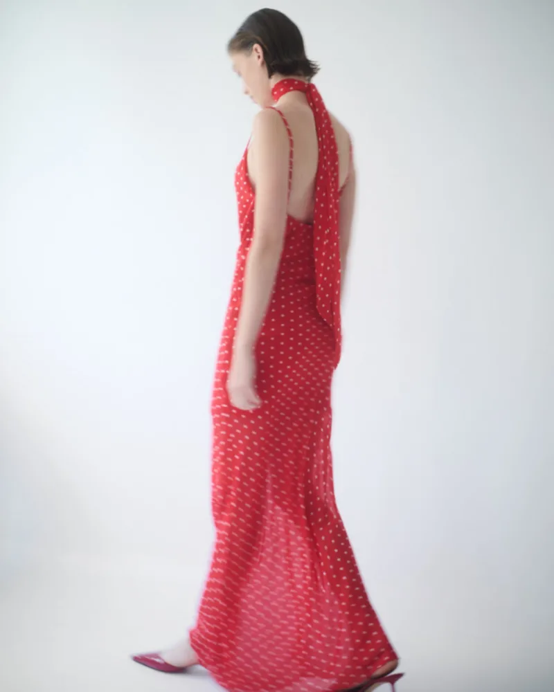 Maxi φόρεμα ντραπέ πουά | Combos Knitwear