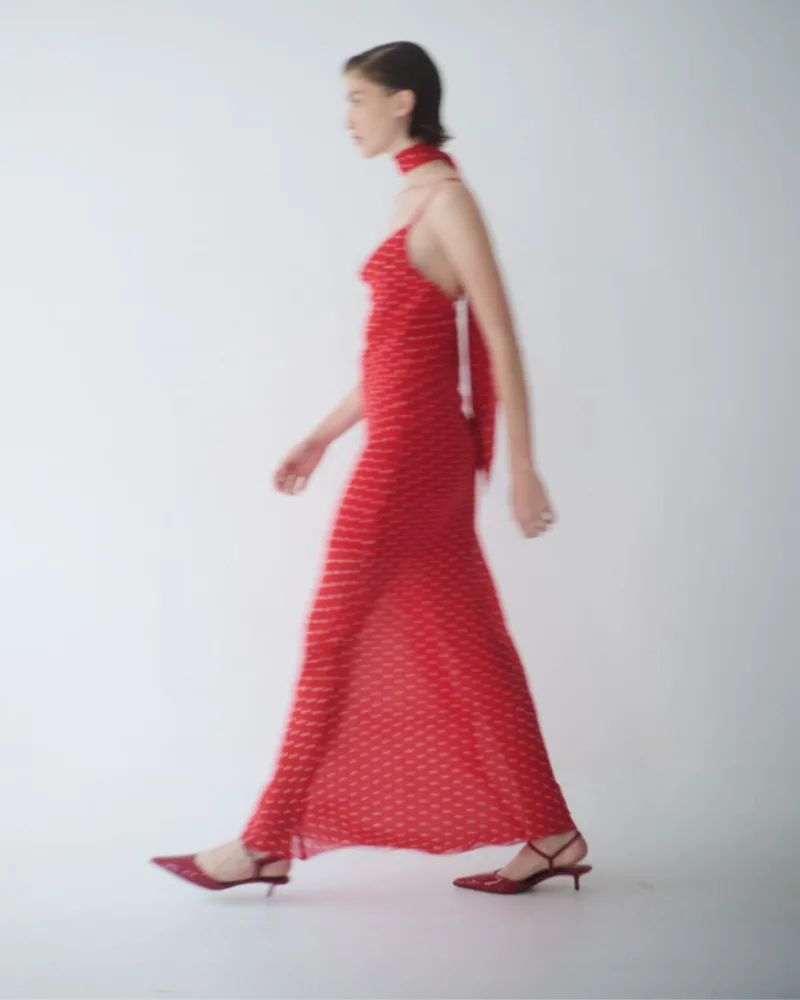 Maxi φόρεμα ντραπέ πουά | Combos Knitwear