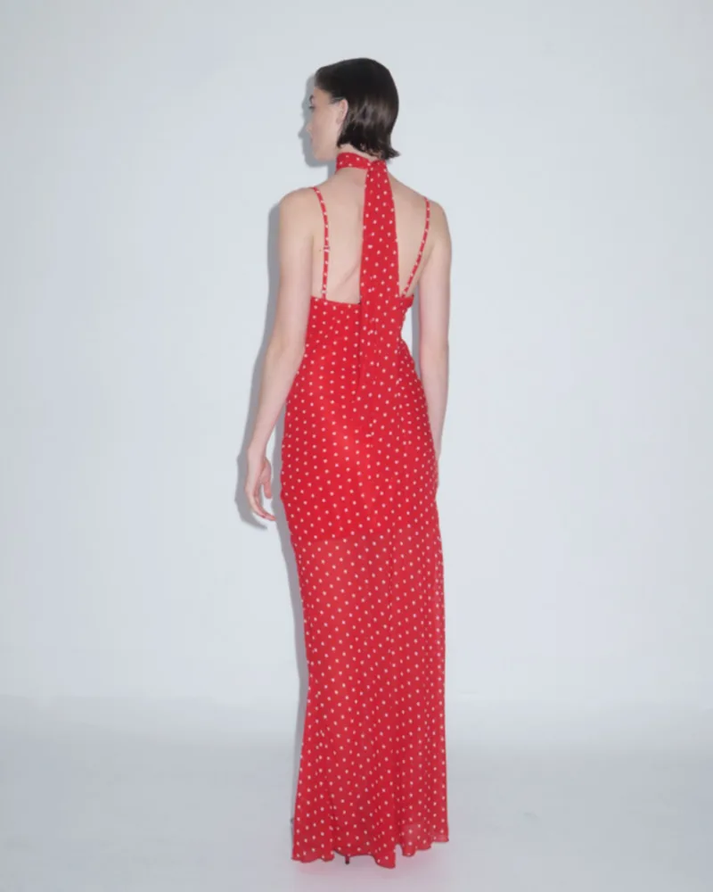Maxi φόρεμα ντραπέ πουά | Combos Knitwear