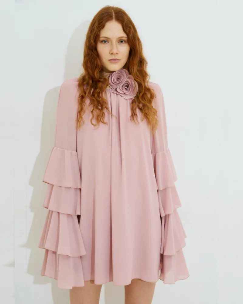 Dolce Domenica Fleur Georgette Mini Dress