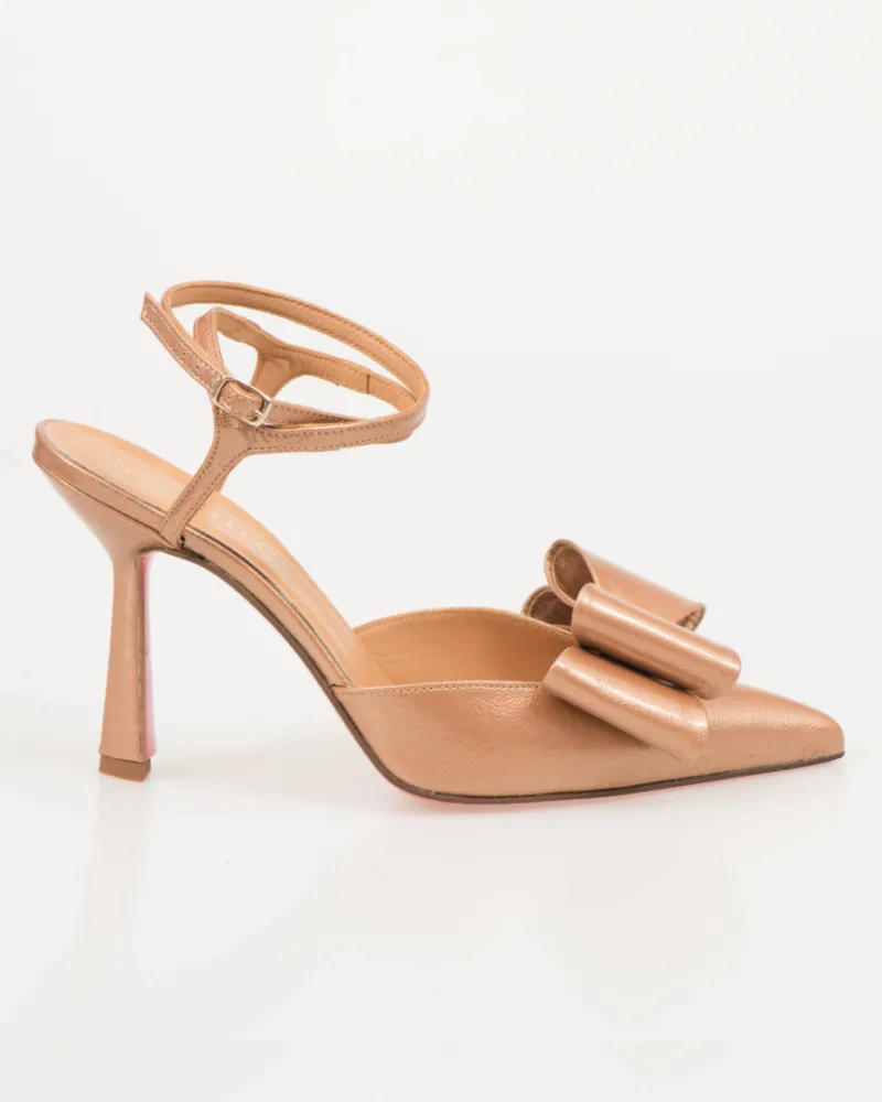 So Chic  Δερμάτινες Γόβες με Φιόγκο Bronze