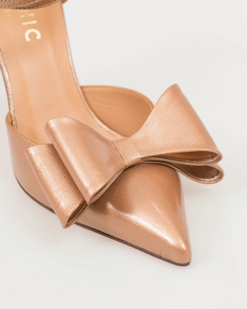 So Chic  Δερμάτινες Γόβες με Φιόγκο Bronze