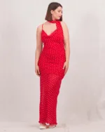 Maxi φόρεμα ντραπέ πουά | Combos Knitwear
