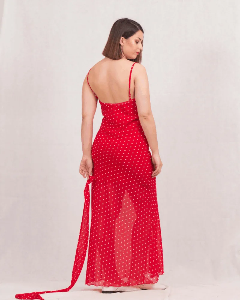 Maxi φόρεμα ντραπέ πουά | Combos Knitwear