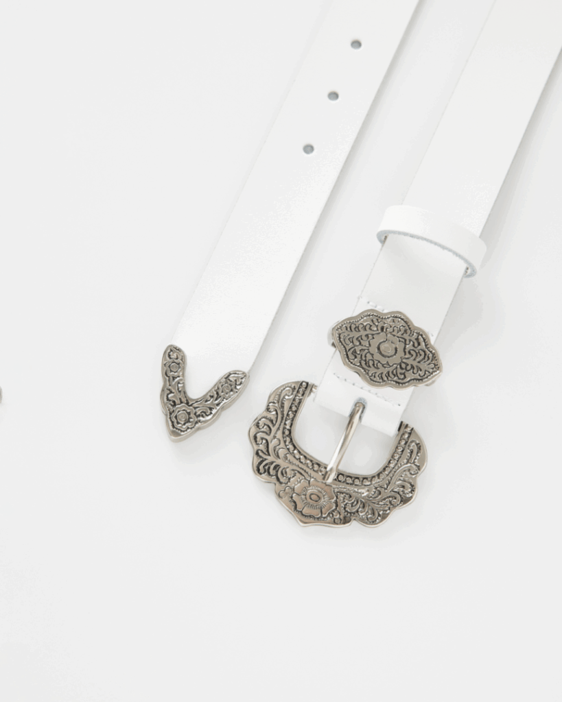 γυναικεία λευκή δερμάτινη ζώνη leather twist
