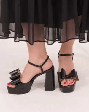 So Chic Annalisa μαύρα πέδιλα με φιόγκο