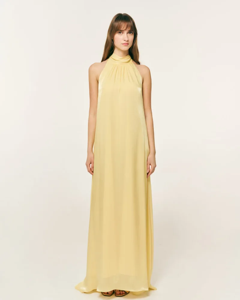 Forel Φόρεμα maxi halter κίτρινο
