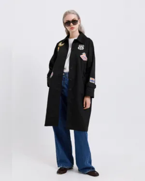 Dolce Domenica Μαύρη Καπαρντίνα με Patches