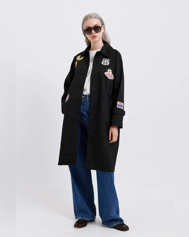 Dolce Domenica Μαύρη Καπαρντίνα με Patches
