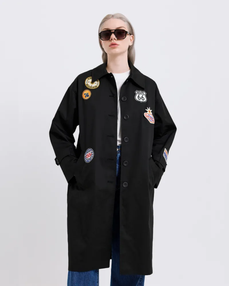 Dolce Domenica Μαύρη Καπαρντίνα με Patches