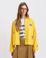 Κίτρινο Γυναικείο Jacket με Patches