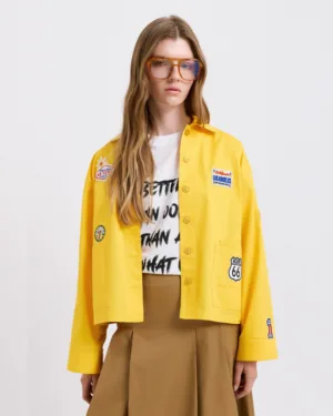Κίτρινο Γυναικείο Jacket με Patches