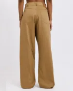Μπεζ Γυναικείο Παντελόνι Wide Leg