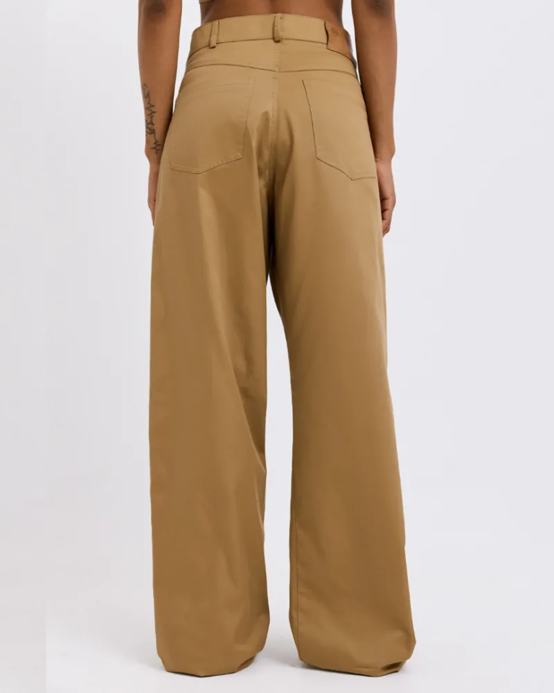 Μπεζ Γυναικείο Παντελόνι Wide Leg