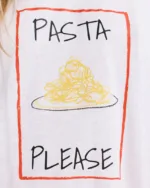 Λευκό Βαμβακερό Unisex T-Shirt με Print “Pasta Please”