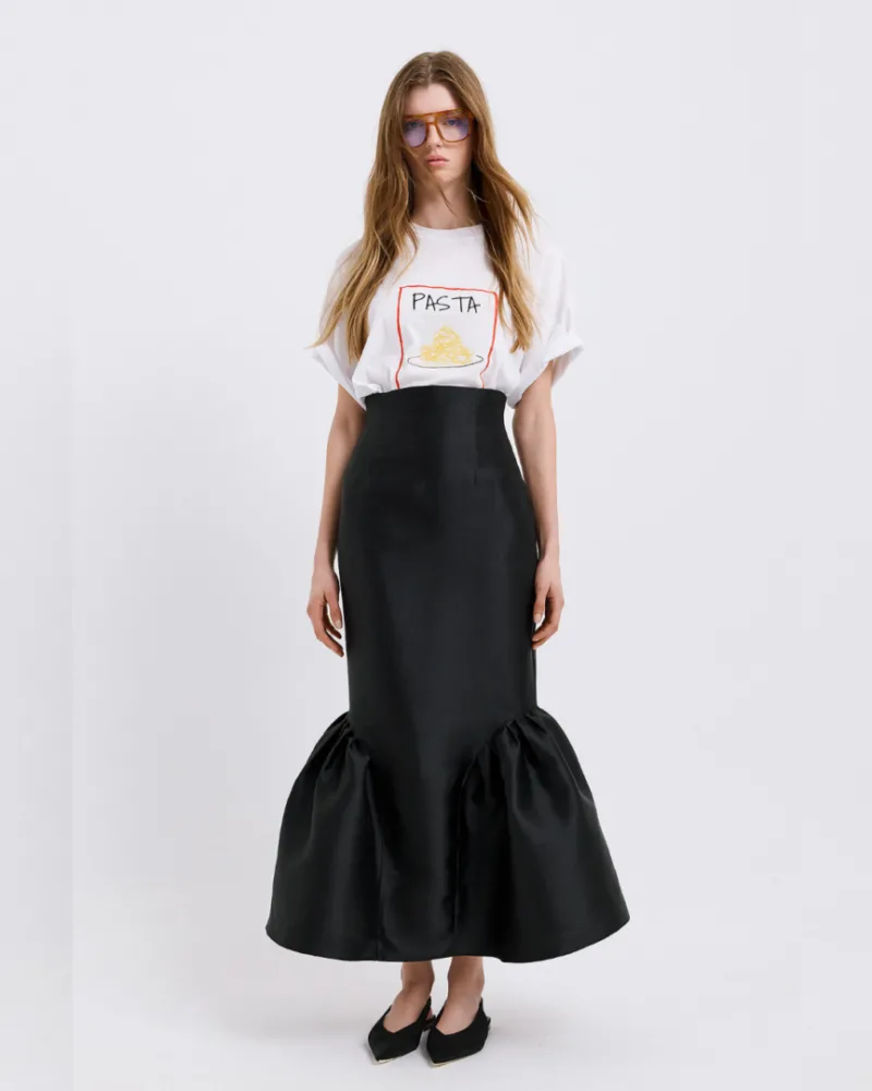Λευκό Βαμβακερό Unisex T-Shirt με Print “Pasta Please”