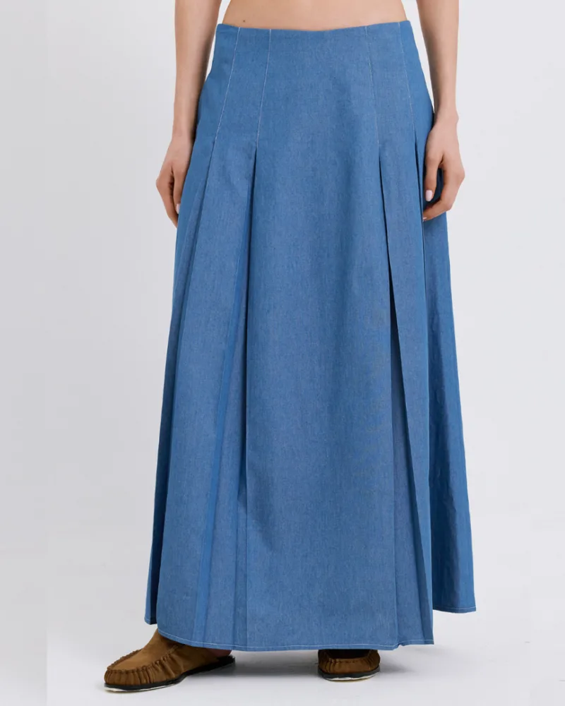 Dolce Domenica Midi Φούστα με Πιέτες Τζιν