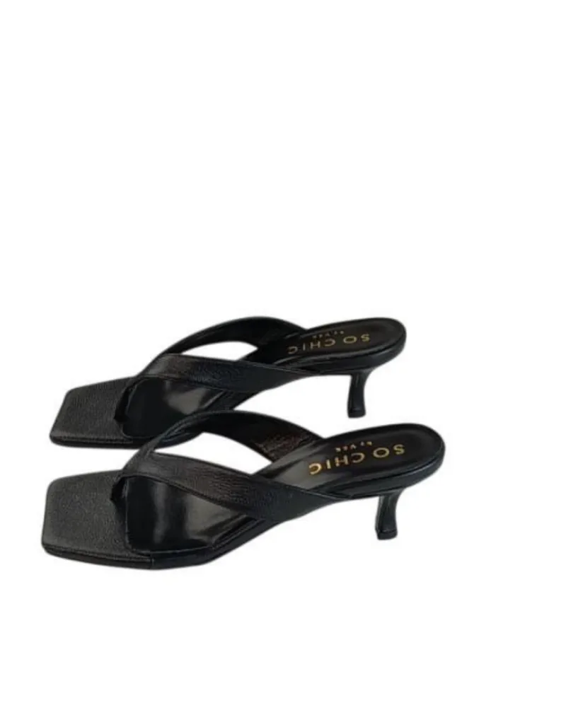 So Chic Ning Δερμάτινα Mules Μαύρα
