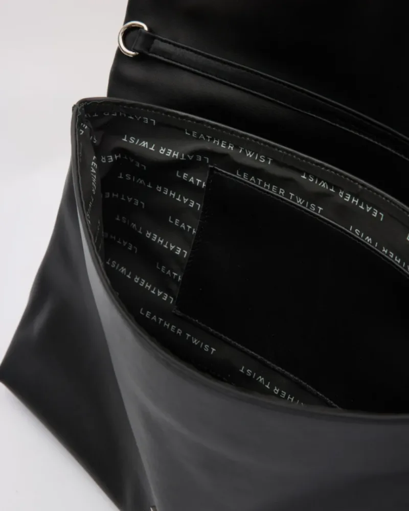 Leather Twist Δερμάτινη Τσάντα Φάκελος Μαύρη Nest