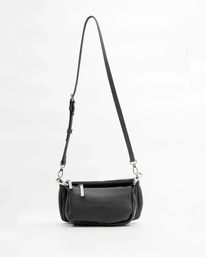Μαύρη Δερμάτινη Τσάντα Minimal Crossbody