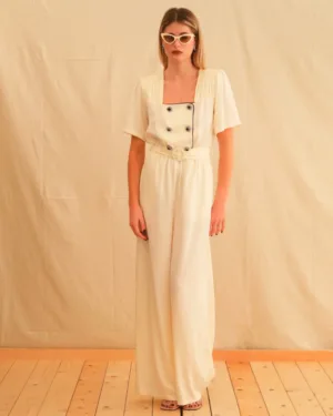 Georgina Trikogia Ivory Jacquard Jumpsuit Georgina Trikogia Ivory Jacquard Jumpsuit
