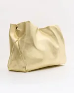 Leather Twist Δερμάτινη Τσάντα Χρυσή με Αλυσίδα Velvet Mini