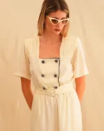 Georgina Trikogia Ivory Jacquard Jumpsuit