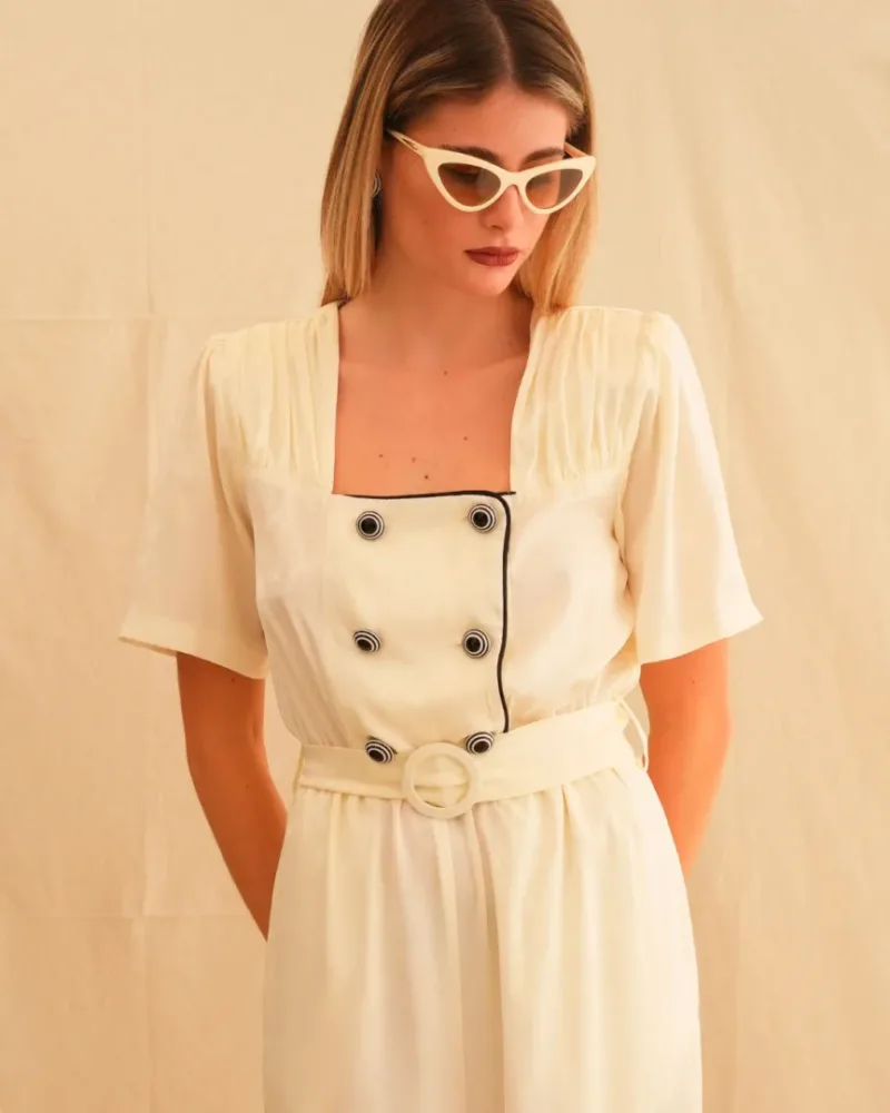 Georgina Trikogia Ivory Jacquard Jumpsuit