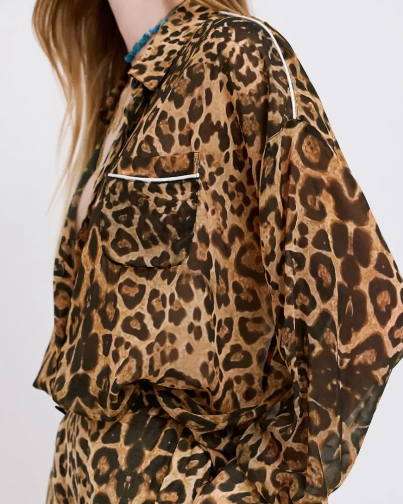 Γυναικείο Πουκάμισο Leopard Ημιδιάφανο Dolce Domenica
