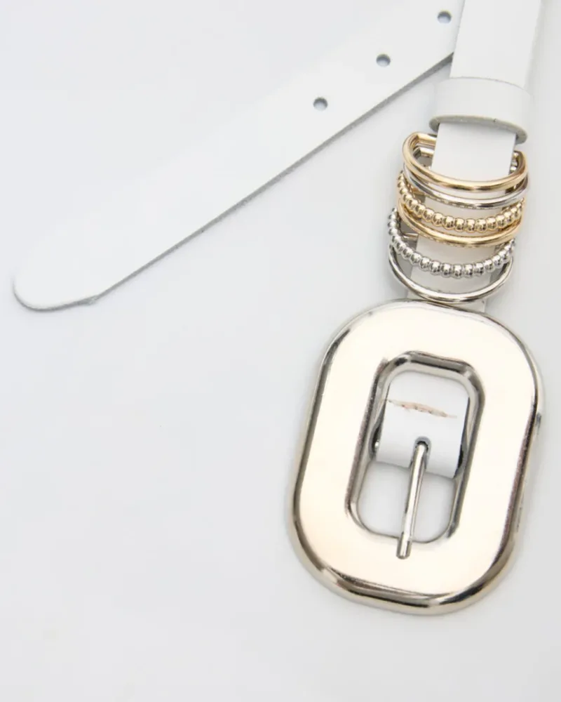 Leather Twist Λευκή Δερμάτινη Ζώνη Oval Treassure Leather Twist Λευκή Δερμάτινη Ζώνη Oval Treassure