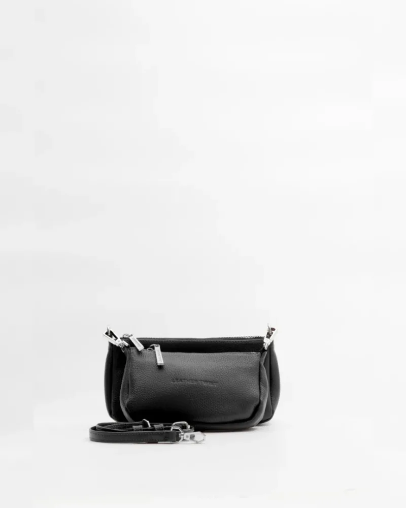 Μαύρη Δερμάτινη Τσάντα Minimal Crossbody