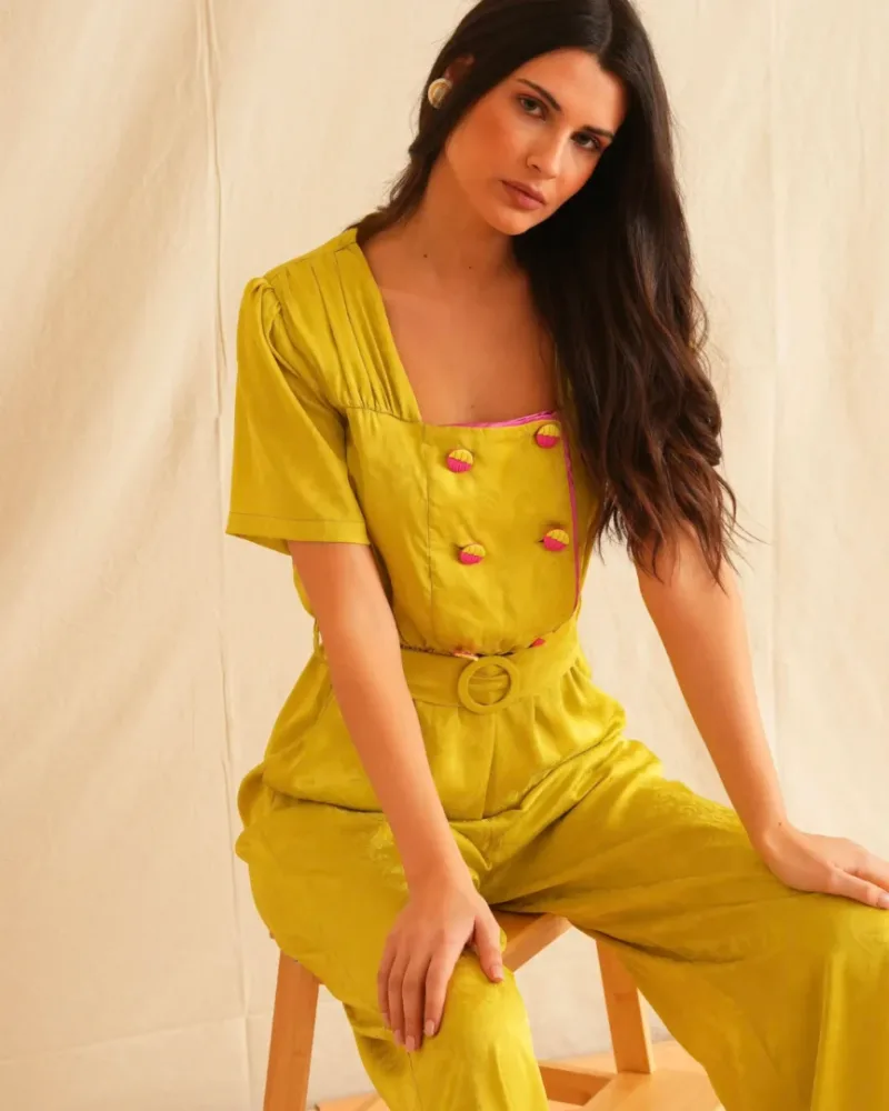 Georgina Trikogia Lime Jacquard Jumpsuit