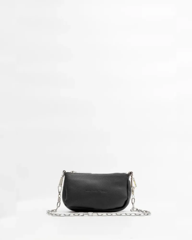 Μαύρη Δερμάτινη Τσάντα Minimal Crossbody