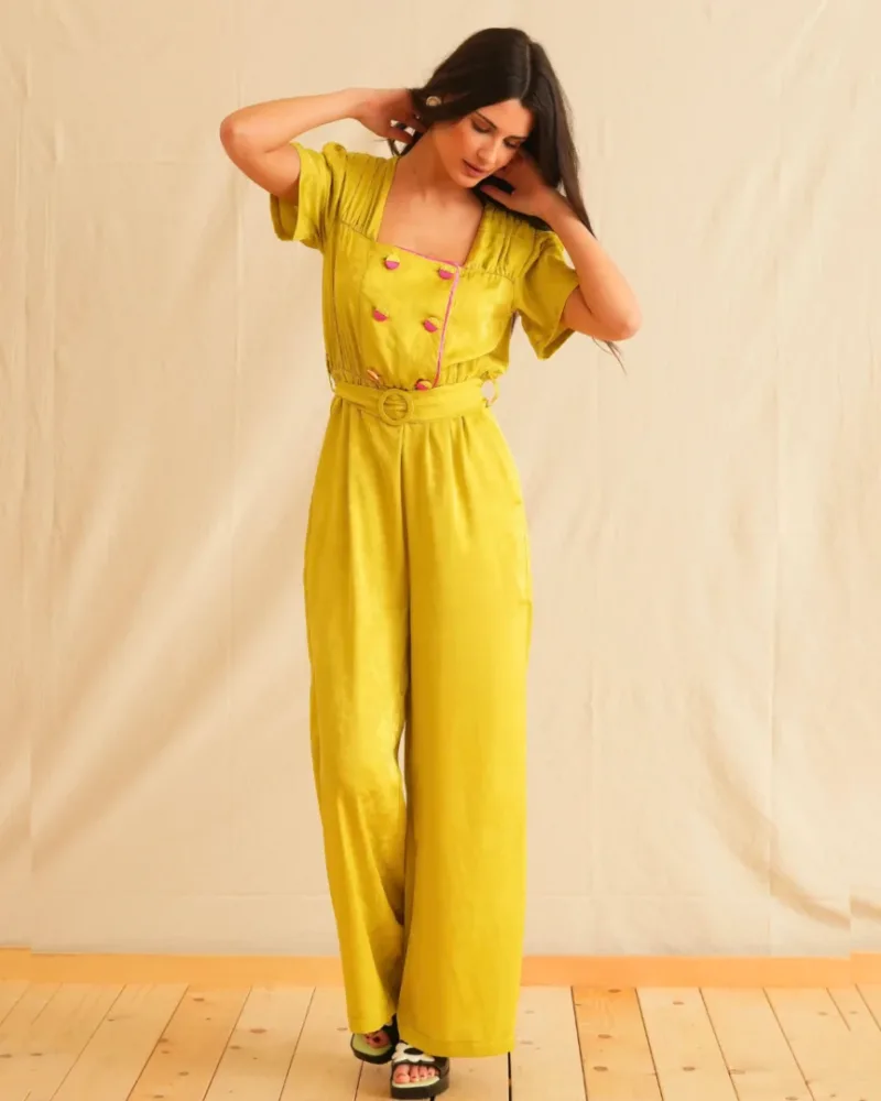 Georgina Trikogia Lime Jacquard Jumpsuit