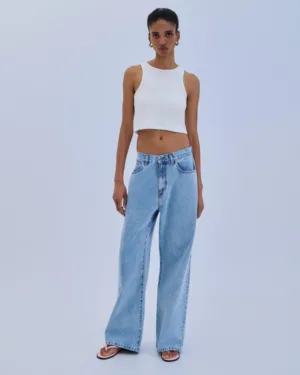 Γυναικείο Wide Leg Τζιν σε Ανοιχτό Μπλε Combos