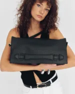 Leather Twist Δερμάτινη Τσάντα Φάκελος Μαύρη Nest
