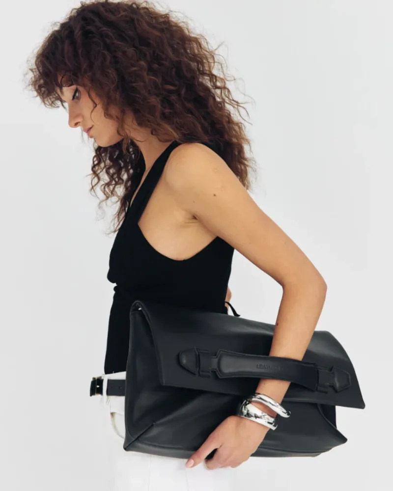 Leather Twist Δερμάτινη Τσάντα Φάκελος Μαύρη Nest
