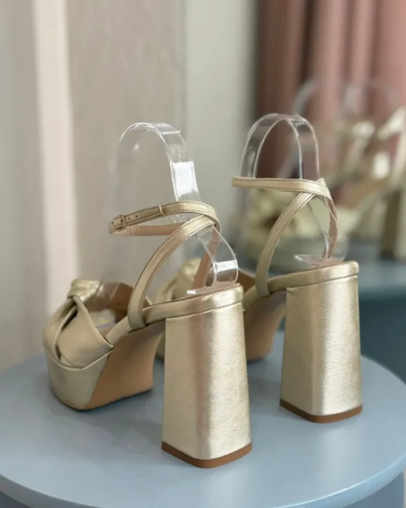 So Chic Arabella Δερμάτινα Πέδιλα Χρυσά