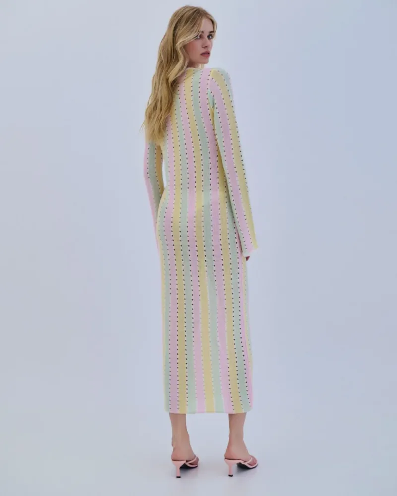 Combos Πλεκτό Φόρεμα με Pastel Ρίγες