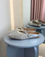 So Chic Δερμάτινα Ασημί Πλεκτά Mules Flat