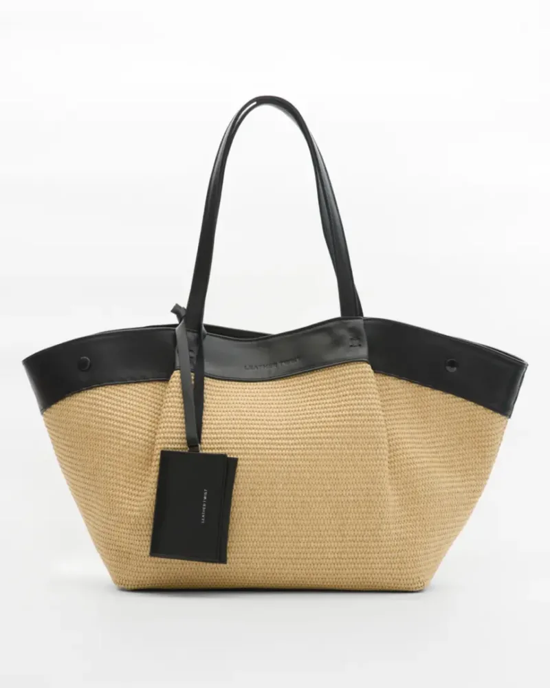 Leather Twist Ψάθινη Tote Τσάντα Horizon Large