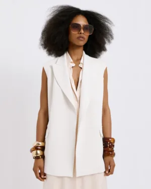 Dolce Domenica Tailored Αμάνικο Γιλέκο Εκρού Oversized Dolce Domenica Tailored Αμάνικο Γιλέκο Εκρού Oversized