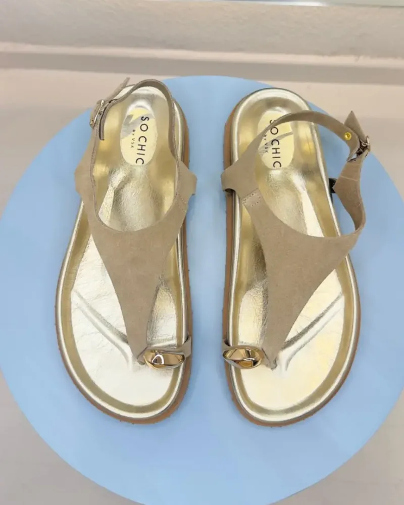 So Chic Δερμάτινα Flat Σανδάλια Reina