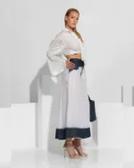 Maxi Τζιν Φούστα με Οργάντζα