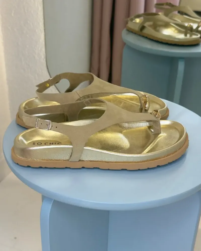So Chic Δερμάτινα Flat Σανδάλια Reina