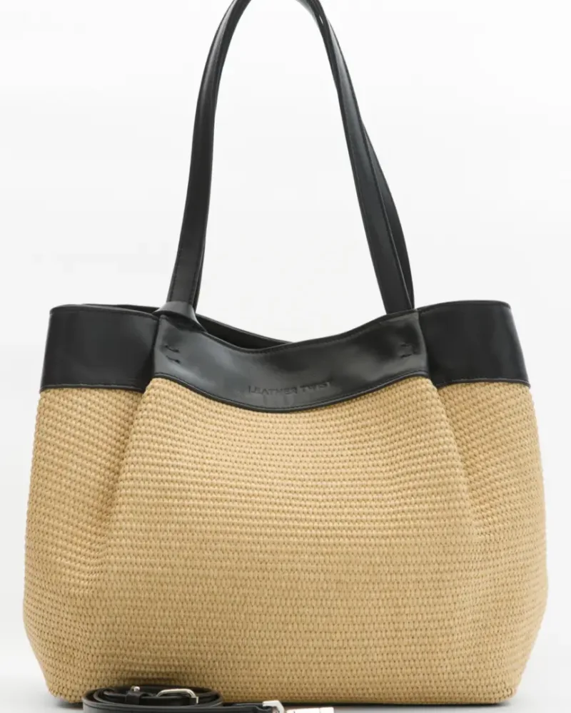 Leather Twist Ψάθινη Tote Τσάντα Horizon Large