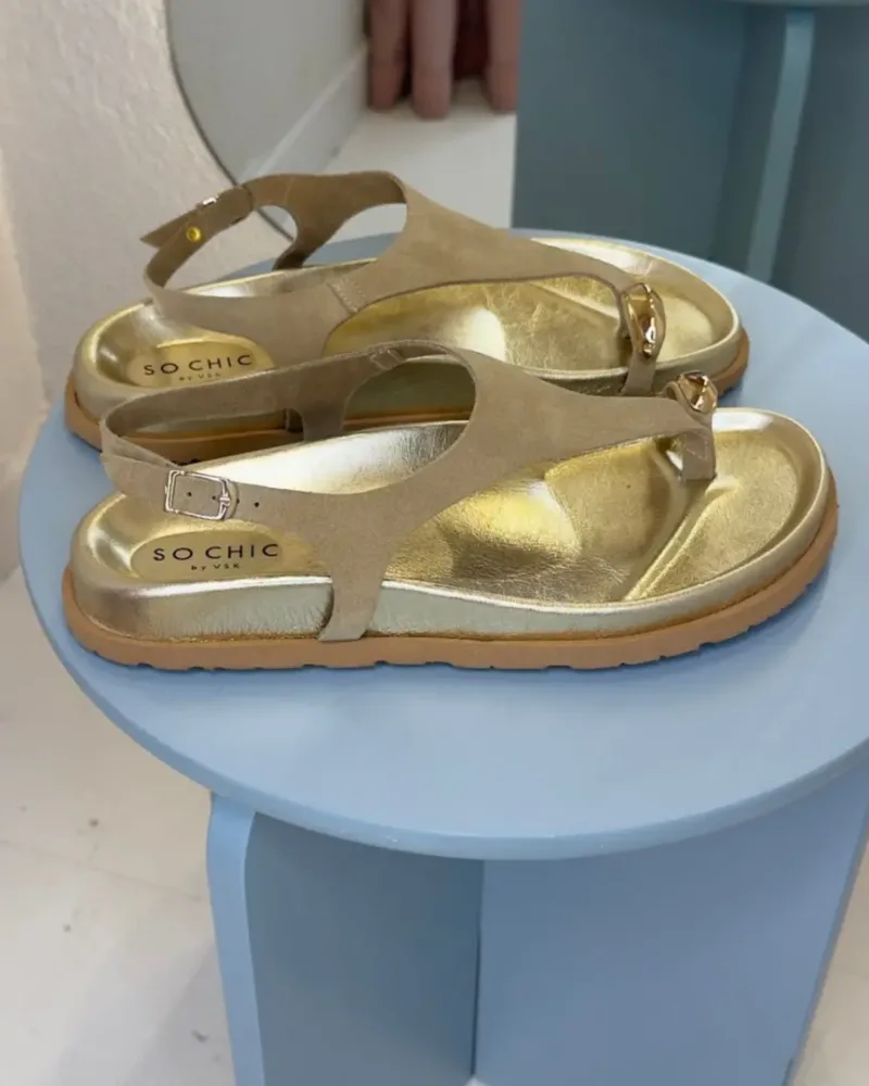 So Chic Δερμάτινα Flat Σανδάλια Reina