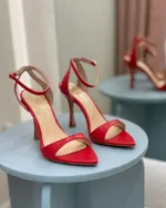 So Chic Κόκκινα Βραδινά Πέδιλα με Λεπτό Τακούνι